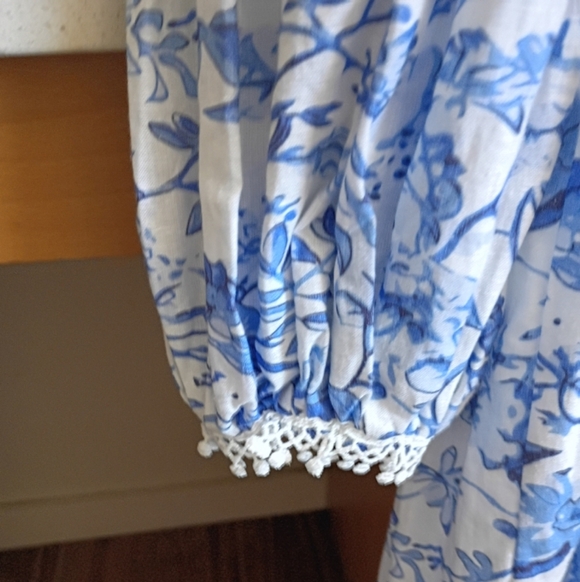 Petite Maison Kids Jaylin Blue/White Linen Mom Dress sz XS - Picture 8 of 14